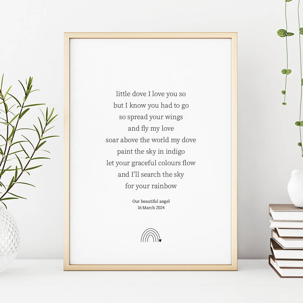 Little Dove personalised baby loss memory print NZ